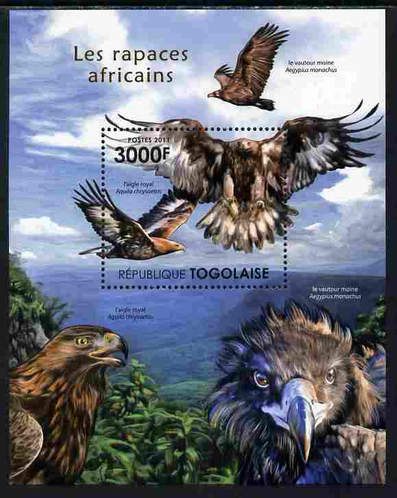 Togo 2011 Raptors of Africa perf s/sheet unmounted mint , stamps on , stamps on  stamps on birds, stamps on  stamps on birds of prey, stamps on  stamps on 