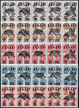 Dnister Moldavian Republic (NMP) - WWF Bats opt set of 25 values, each design opt'd on  block of 4  Russian defs (total 100 stamps) unmounted mint, stamps on wwf    bats    mammals   animals, stamps on  wwf , stamps on 