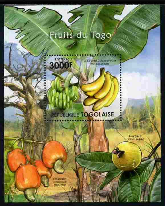 Togo 2011 Fruits of Togo perf s/sheet unmounted mint , stamps on , stamps on  stamps on food, stamps on  stamps on fruit, stamps on  stamps on bananas, stamps on  stamps on trees