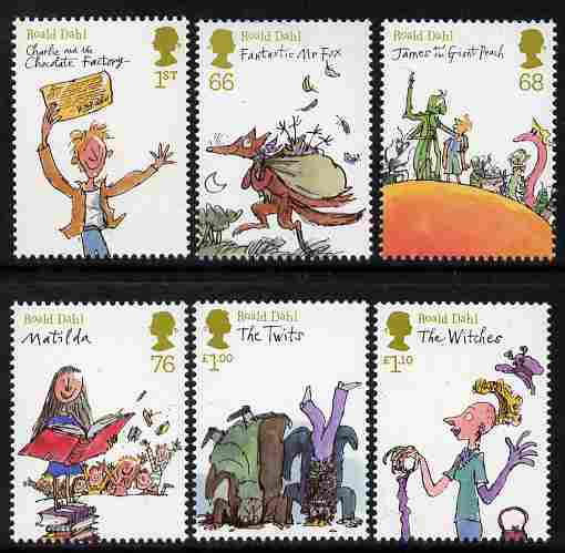 Great Britain 2011 Roald Dahl Anniversary perf set of 6 values unmounted mint , stamps on , stamps on  stamps on literature, stamps on  stamps on children, stamps on  stamps on fairy tales