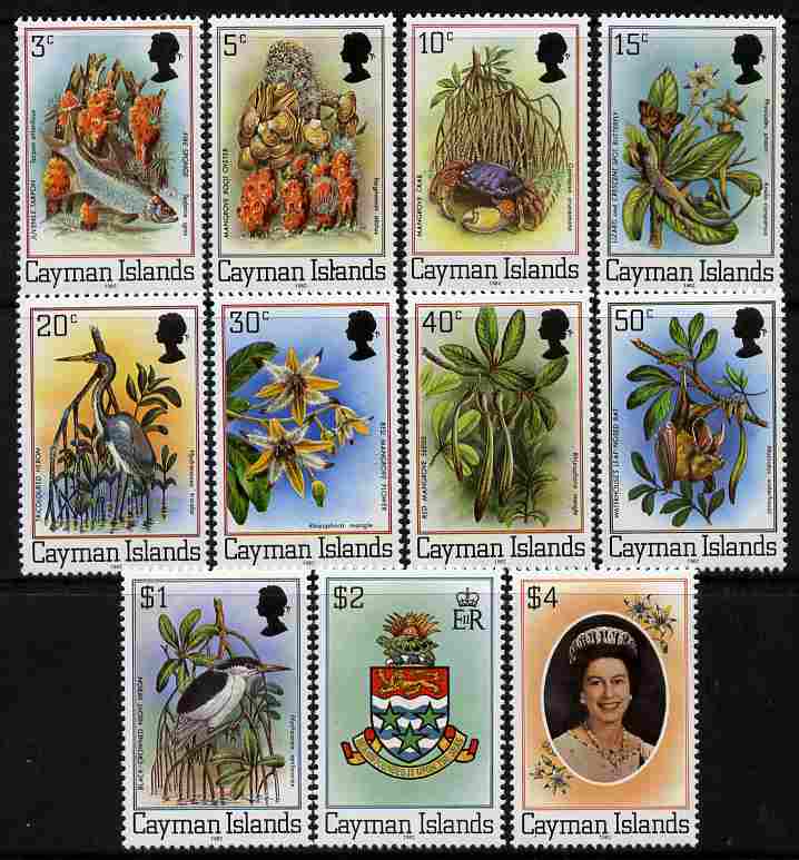 Cayman Islands 1982 Flora & Fauna definitive set of 11 with imprint dates unmounted mint SG 515B-25B, stamps on , stamps on  stamps on flowers, stamps on  stamps on birds, stamps on  stamps on animals, stamps on  stamps on fish, stamps on  stamps on marine life, stamps on  stamps on herons, stamps on  stamps on bats, stamps on  stamps on 