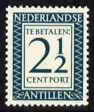 Netherlands Antilles 1952 Postage Due 2.5c blue-green unmounted mint, SG D336 (Blocks available price pro-rata), stamps on postage due