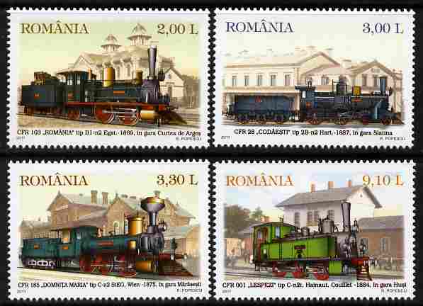 Rumania 2011 Steam Locomotives perf set of 4 unmounted mint, stamps on , stamps on  stamps on railways