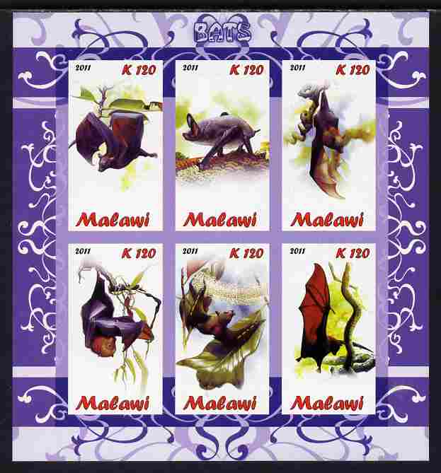 Malawi 2011 Bats imperf sheetlet containing 6 values unmounted mint, stamps on , stamps on  stamps on animals, stamps on  stamps on mammals, stamps on  stamps on bats