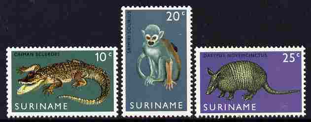 Surinam 1969 Opening of Surinam Zoo set of 3 unmounted mint, SG 652-4, stamps on , stamps on  stamps on animals, stamps on  stamps on  zoos , stamps on  stamps on  zoo , stamps on  stamps on apes, stamps on  stamps on lizards, stamps on  stamps on 