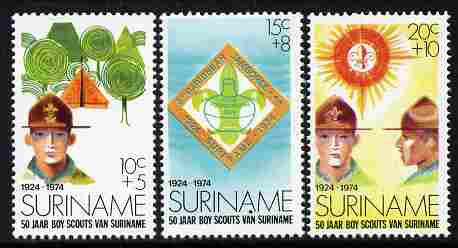 Surinam 1974 50 Years of Scouting set of 3 unmounted mint, SG 776-8, stamps on , stamps on  stamps on scouts