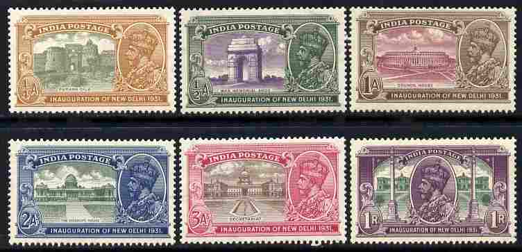 India 1931 Inauguration of New Delhi set of 6 mounted mint SG 226-31, stamps on , stamps on  stamps on , stamps on  stamps on  kg5 , stamps on  stamps on buildings