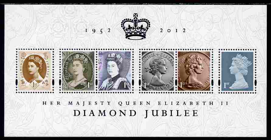Great Britain 2012 Diamond Jubilee perf m/sheet unmounted mint , stamps on , stamps on  stamps on royalty, stamps on  stamps on diamond jubilee, stamps on  stamps on coins, stamps on  stamps on 