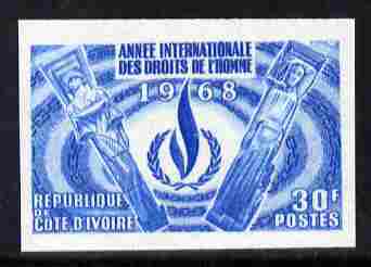 Ivory Coast 1968 Human Rights Year imperf colour trial proof of 30f several different colour combinations available but price is for ONE as SG 313, stamps on , stamps on  stamps on human rights