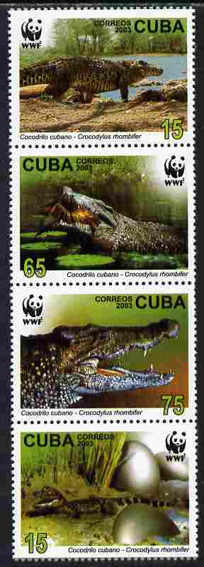Cuba 2003 WWF - Crocodiles perf set of 4 unmounted mint SG 4692-95, stamps on wwf, stamps on reptiles, stamps on crocodiles, stamps on  wwf , stamps on 