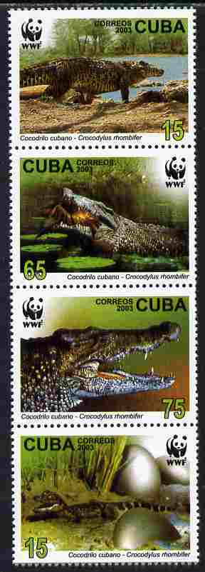 Cuba 2003 WWF - Crocodiles perf set of 4 unmounted mint SG 4692-95, stamps on , stamps on  stamps on wwf, stamps on  stamps on reptiles, stamps on  stamps on crocodiles, stamps on  stamps on  wwf , stamps on  stamps on 