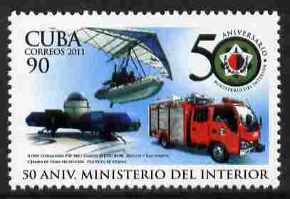 Cuba 2011 50th Anniversary of Ministry of Interior unmounted mint , stamps on , stamps on  stamps on aviation, stamps on  stamps on fire, stamps on  stamps on parasailing