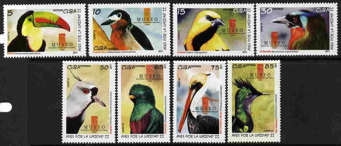 Cuba 2011 Birds perf set of 8 unmounted mint , stamps on , stamps on  stamps on birds