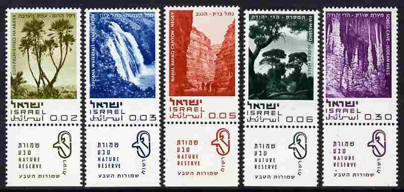 Israel 1970 Nature Reserves set of 5 with tabs unmounted mint, SG 432-36*, stamps on , stamps on  stamps on waterfalls, stamps on  stamps on conservation, stamps on  stamps on caves