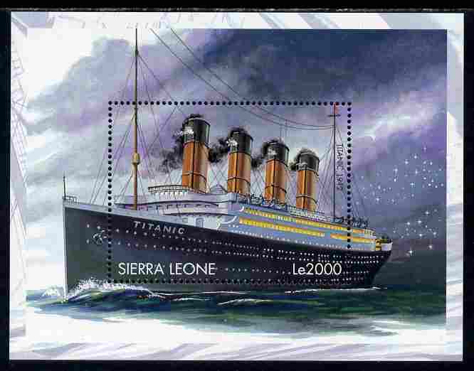 Sierra Leone 1998 Ships of the World - RMS Titanic perf m/sheet unmounted mint SG MS 2917b, stamps on , stamps on  stamps on ships, stamps on  stamps on disasters