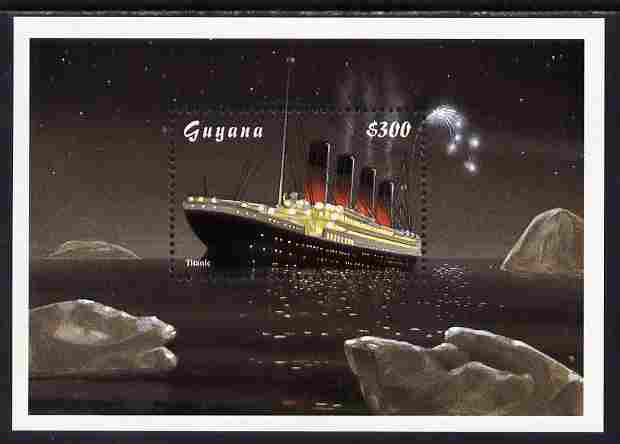 Guyana 1998 85th Anniversary of Sinking of RMS Titanic $300 m/sheet unmounted mint SG MS 5288, stamps on ships, stamps on disasters