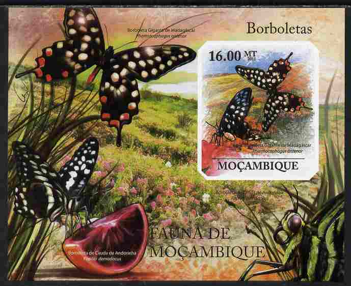 Mozambique 2011 Butterflies #3 imperf m/sheet unmounted mint. Note this item is privately produced and is offered purely on its thematic appeal , stamps on , stamps on  stamps on butterflies