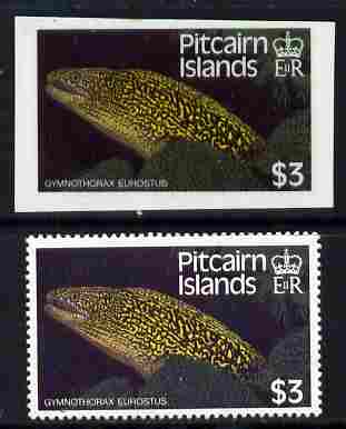 Pitcairn Islands 1988 Fish $3 cromaline on plastic card plus issued stamp (SG 313) from Format International archives, rarely offered, stamps on , stamps on  stamps on fish