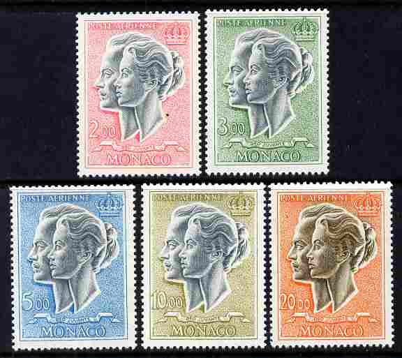 Monaco 1966 Prince Rainier & Princess Grace Air set of 5 complete unmounted mint, SG 858-62, stamps on royalty