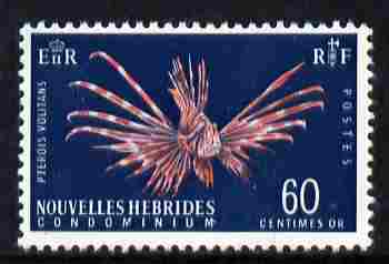 New Hebrides - French 1963-72 Lionfish 60c definitive unmounted mint, SG F120, stamps on , stamps on  stamps on fish, stamps on  stamps on marine life