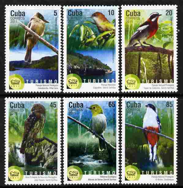 Cuba 2011 Tourism - Birds perf set of 6 unmounted mint , stamps on tourism, stamps on birds
