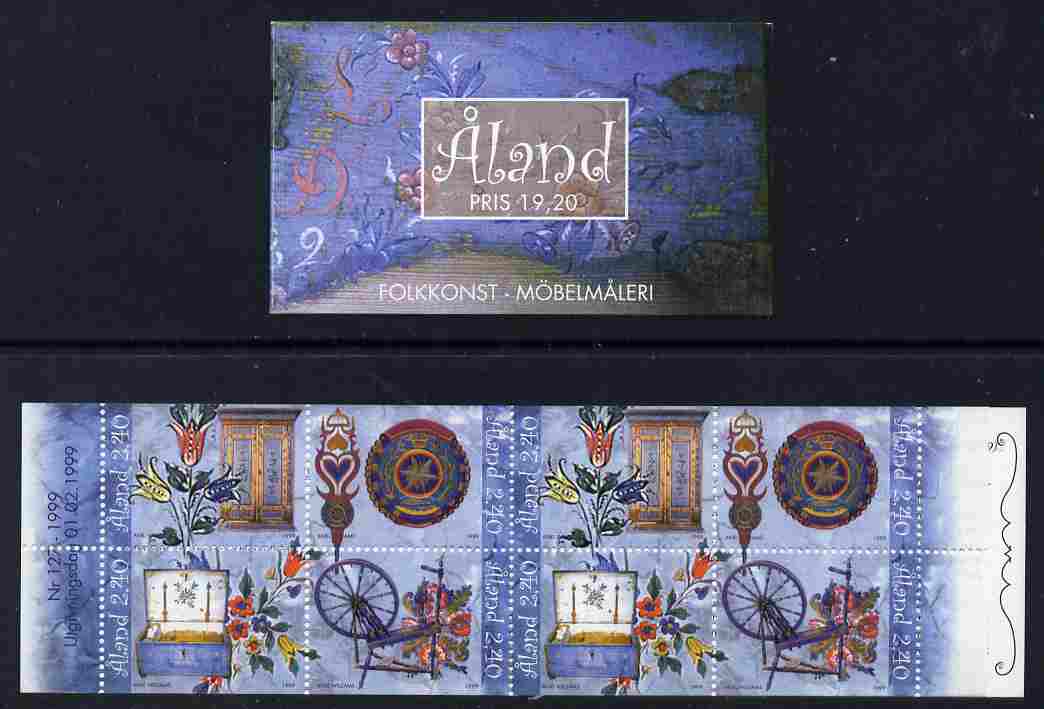 Aland Islands 1999 Folk Art - Decorated Furniture 19m20 booklet complete and fine SG SB7, stamps on , stamps on  stamps on arts, stamps on  stamps on furniture