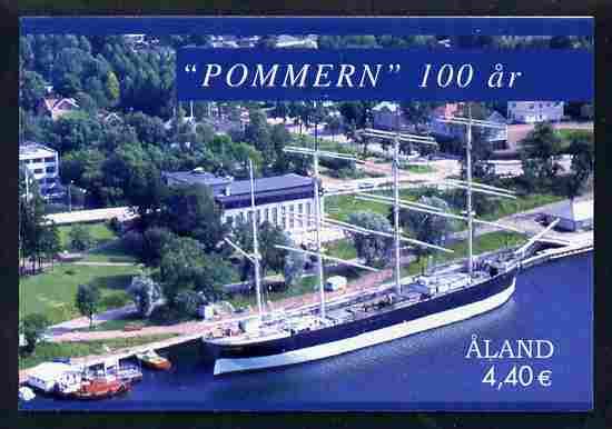 Booklet - Aland Islands 2003 Centenary of Pommern (Sailing Ship) 4.40 Euro self-adhesive booklet complete and fine SG SB12, stamps on ships, stamps on self adhesive