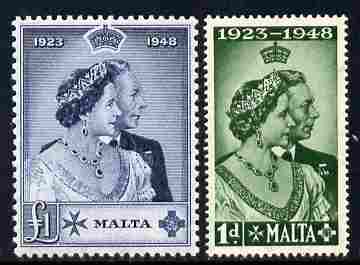 Malta 1949 Royal Silver Wedding set of 2 unmounted mint SG 249-50, stamps on , stamps on  stamps on royalty, stamps on  stamps on silver wedding