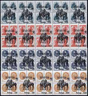 Tatarstan Republic - WWF Camels opt set of 20 values, each design opt'd on  block of 4 Russian defs (total 80 stamps) unmounted mint, stamps on wwf   animals     camels, stamps on  wwf , stamps on 
