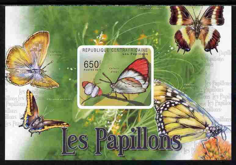 Central African Republic 2011 Butterflies #1 imperf deluxe sheet unmounted mint. Note this item is privately produced and is offered purely on its thematic appeal , stamps on butterflies