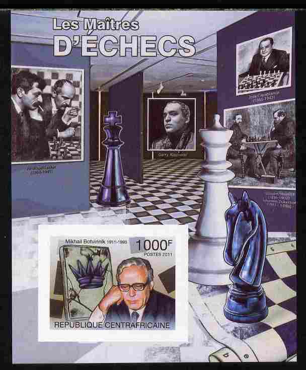 Central African Republic 2011 Chess Masters #2 imperf deluxe sheet unmounted mint. Note this item is privately produced and is offered purely on its thematic appeal , stamps on chess