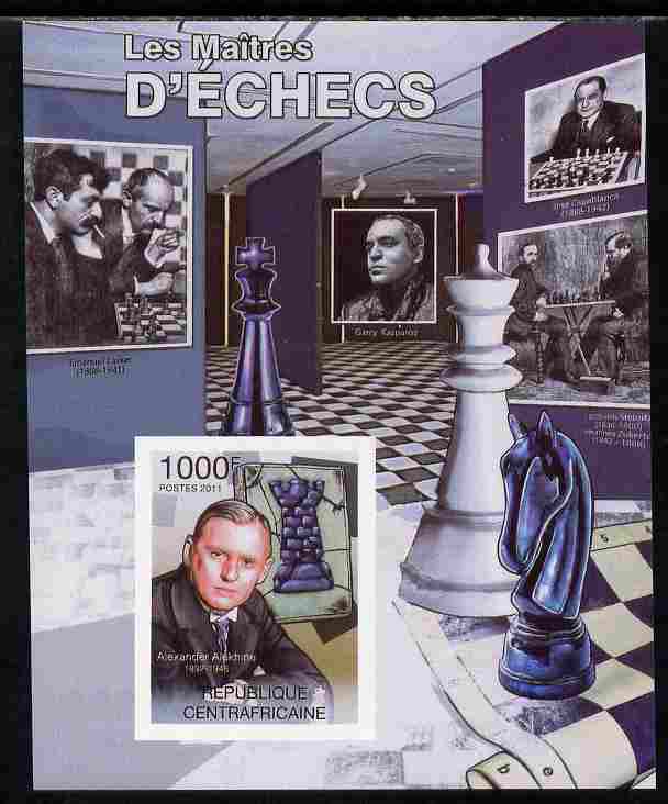 Central African Republic 2011 Chess Masters #3 imperf deluxe sheet unmounted mint. Note this item is privately produced and is offered purely on its thematic appeal , stamps on , stamps on  stamps on chess