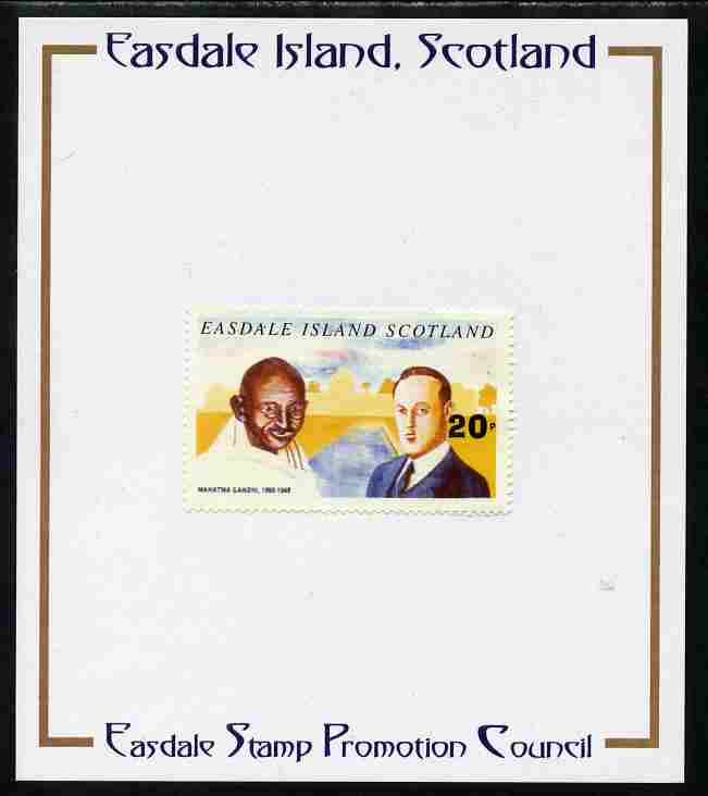 Easdale 1996 Gandhi 20p stamp of Gandhi mounted on Publicity proof card issued by the Easdale Stamp Promotion Council , stamps on , stamps on  stamps on personalities, stamps on  stamps on gandhi, stamps on  stamps on constitutions, stamps on  stamps on law