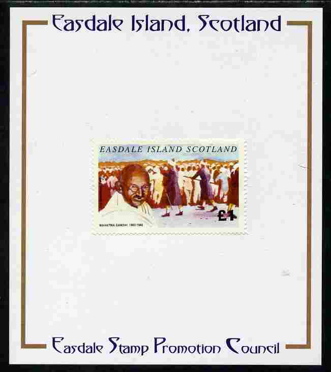 Easdale 1996 Gandhi A31 stamp of Gandhi & Civil Disobedience mounted on Publicity proof card issued by the Easdale Stamp Promotion Council , stamps on , stamps on  stamps on personalities, stamps on  stamps on gandhi, stamps on  stamps on constitutions, stamps on  stamps on law