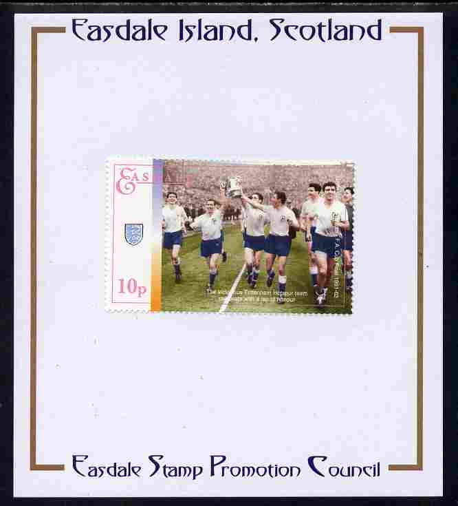 Easdale 1996 Great Sporting Events - Football 10p - Tottenham Hotspur Winners of 1961-62 FA Cup Final mounted on Publicity proof card issued by the Easdale Stamp Promotion Council , stamps on , stamps on  stamps on football