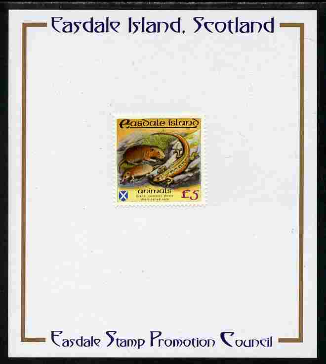 Easdale 1988 Flora & Fauna perf definitive A35 (Animals) mounted on Publicity proof card issued by the Easdale Stamp Promotion Council , stamps on , stamps on  stamps on animals, stamps on  stamps on reptiles, stamps on  stamps on lizards