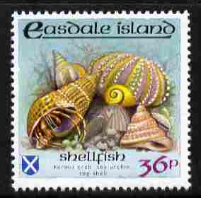 Easdale 1988 Flora & Fauna perf definitive 36p (Shell) unmounted mint, stamps on shells, stamps on marine life, stamps on crabs