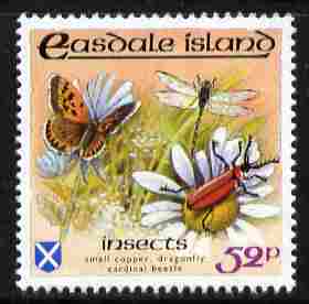 Easdale 1988 Flora & Fauna perf definitive 52p (Butterfly & Insects) unmounted mint, stamps on insects, stamps on butterflies, stamps on dragonflies