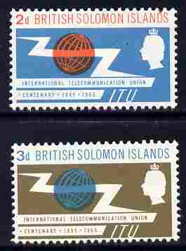 Solomon Islands 1965 ITU set of 2 unmounted mint, SG 214-5, stamps on , stamps on  stamps on , stamps on  stamps on  itu , stamps on  stamps on communications