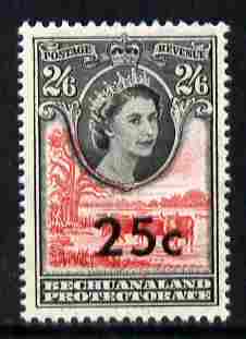Bechuanaland 1961 Decimal Surcharge 25c on 2s6d (BaoBab Tree & Cattle) unmounted mint SG 165, stamps on trees, stamps on cattle, stamps on bovine