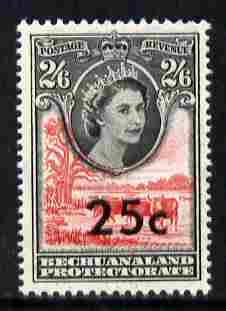 Bechuanaland 1961 Decimal Surcharge 25c on 2s6d (BaoBab Tree & Cattle) unmounted mint SG 165, stamps on , stamps on  stamps on trees, stamps on  stamps on cattle, stamps on  stamps on bovine