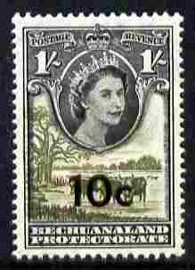 Bechuanaland 1961 Decimal Surcharge 10c on 1s (BaoBab Tree & Cattle) unmounted mint SG 163, stamps on trees, stamps on cattle, stamps on bovine