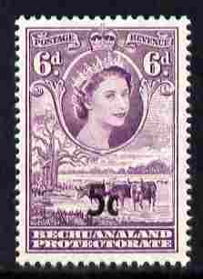 Bechuanaland 1961 Decimal Surcharge 5c on 6d type II (BaoBab Tree & Cattle) unmounted mint SG 162a, stamps on , stamps on  stamps on trees, stamps on  stamps on cattle, stamps on  stamps on bovine