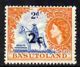 Basutoland 1961 Decimal Surcharge 2c on 2d (Horseman) unmounted mint SG 60, stamps on , stamps on  stamps on horses