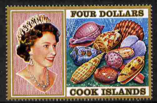 Cook Islands 1974 Sea Shells $4 definitive unmounted mint SG 484, stamps on , stamps on  stamps on shells, stamps on  stamps on marine life