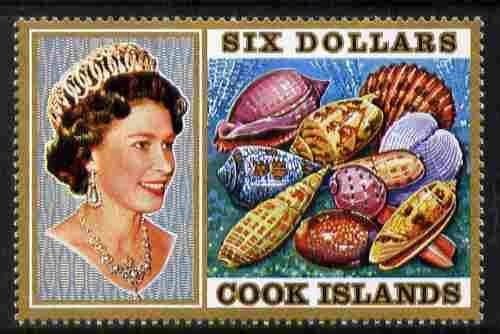 Cook Islands 1974 Sea Shells $6 definitive unmounted mint SG 485, stamps on , stamps on  stamps on shells, stamps on  stamps on marine life