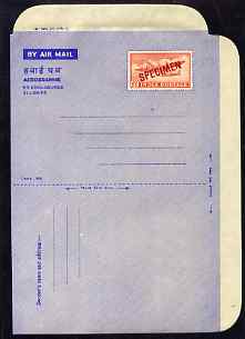 Aerogramme - India 1957c 20np p/stationery Aerogramme (Douglas DC-4) optd SPECIMEN, status uncertain, stamps on aviation    douglas dc-4