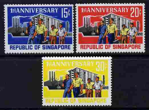 Singapore 1966 First Anniversary of Independence perf set of 3 unmounted mint SG 89-91, stamps on , stamps on  stamps on singapore 1966 first anniversary of independence perf set of 3 unmounted mint sg 89-91