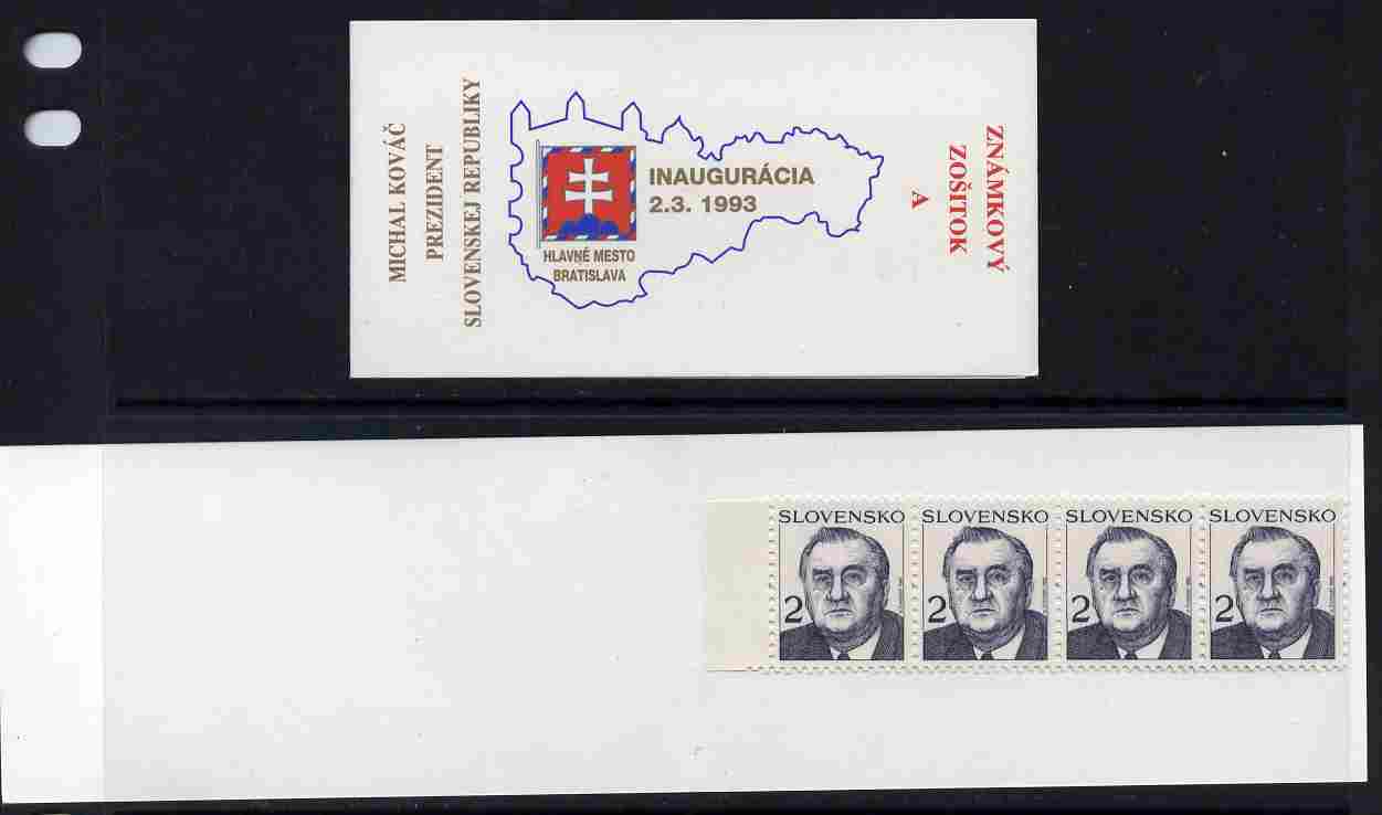 Slovakia 1993 President Michal Kovac 8k booklet (A) complete and fine SG SB1, stamps on , stamps on  stamps on constitutions