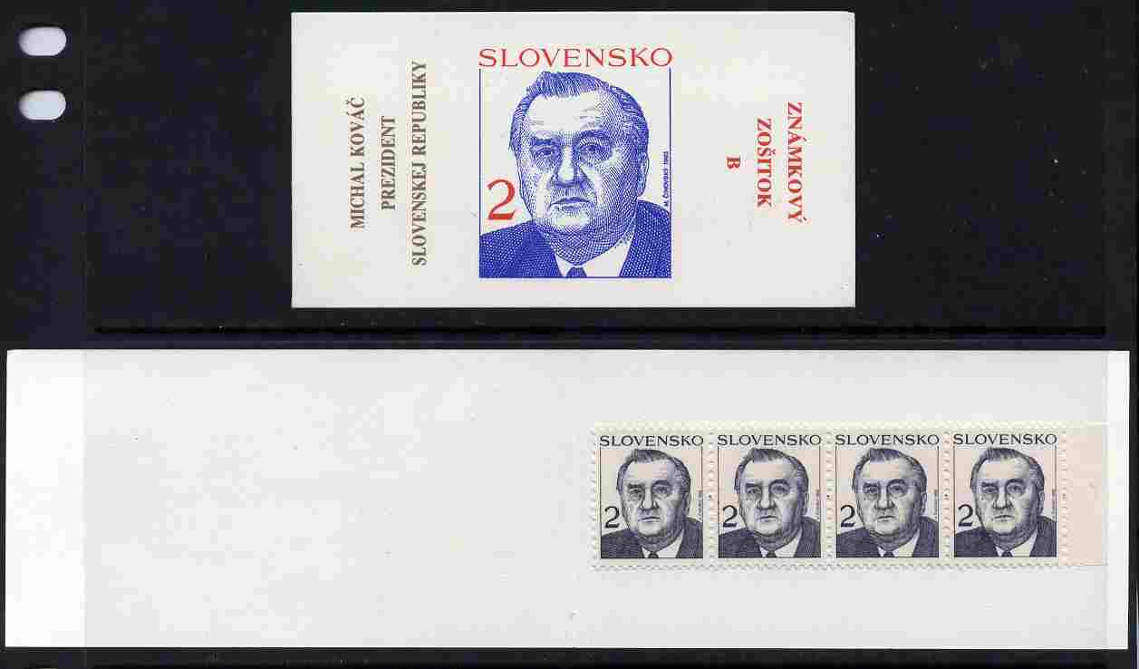 Slovakia 1993 President Michal Kovac 80k booklet (B) complete and fine SG SB1, stamps on , stamps on  stamps on constitutions